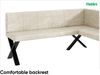 MEBLINI Eckbank für Esszimmer mit ausziehbarem Tisch - Küchenbank - Essecke - Sitzecke Küche - PETER - X-Beine 128x168x87cm Rechts - Creme Samt/M Weiß Matt Bild 5