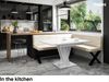 MEBLINI Eckbank für Esszimmer mit ausziehbarem Tisch - Küchenbank - Essecke - Sitzecke Küche - PETER - X-Beine 128x168x87cm Rechts - Creme Samt/M Weiß Matt Bild 2