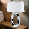 LED Tischleuchte, Keramik, Textil, silber weiß, H 52 cm, Bild 2