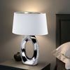 LED Tischleuchte, Keramik, Textil, silber weiß, H 52 cm, Bild 3
