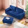 OUNUO Sofa 121cm Kleines Loveseat Sofa Couch aus Samt und Leinen mit 2 Zierkissen Bild 3