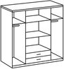 Calicosy Kleiderschrank, mit 4 Türen, in Eiche und Graphit Dekor - L180 cm. - Helles Holz Bild 4