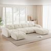 4-Sitzer Sofa 358x171x76 cm aus Chenille Stoff rahmenlos modular mit 2 Hockern, weiß Bild 3