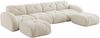 4-Sitzer Sofa 358x171x76 cm aus Chenille Stoff rahmenlos modular mit 2 Hockern, weiß Bild 5