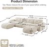 4-Sitzer Sofa 358x171x76 cm aus Chenille Stoff rahmenlos modular mit 2 Hockern, weiß Bild 4