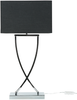 'Yasuni' Tischlampe Silber Metallfuß Stoffschirm Schwarz langes Kabel mit Schalter Modern Minimalistisch Bild 4