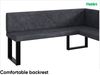 MEBLINI Eckbank für Esszimmer mit ausziehbarem Tisch - Küchenbank - Essecke - Sitzecke Küche - ERIC - U-Beine 128x168x87cm Rechts - Dunkelgrau Samt/M Weiß Hochgl. Bild 5
