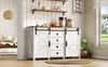 Sideboard B 137 x T 40 x H 81,5 cm aus MDF in Weiß mit Schiebetüren & 4 Schubladen Bild 3