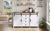 Sideboard B 137 x T 40 x H 81,5 cm aus MDF in Weiß mit Schiebetüren & 4 Schubladen Bild 2