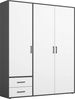 Rauch Möbel 'Voyager' Kleiderschrank, Holz, Weiß | Grau Metallic, Zubehör Classic, Breite 140 cm | mit Schubladen Bild 2