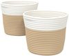vidaXL Aufbewahrungskörbe 2 Stk. Beige und Weiß Ø24x18 cm Baumwolle 358455 Bild 2