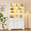 Merax Standvitrine mit LED-Beleuchtung (Standregal Wohnzimmerschrank für Wohnzimmer und Esszimmer, 1-St, 100 x 38 x 170 cm) Vitrine mit 2 Türen, 7 Aufbewahrungsbereiche & 2 Schubladen Bild 3