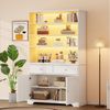 Merax Standvitrine mit LED-Beleuchtung (Standregal Wohnzimmerschrank für Wohnzimmer und Esszimmer, 1-St, 100 x 38 x 170 cm) Vitrine mit 2 Türen, 7 Aufbewahrungsbereiche & 2 Schubladen Bild 2