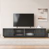TV-Schrank 160x40x38,5 cm in Grau, 4 Schubladen, 2 Glastüren, Kabelmanagement Bild 2
