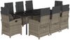 vidaXL 9-tlg. Garten-Essgruppe mit Kissen Grau Poly Rattan 3212369 Bild 2