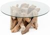 Teak Couchtisch TORA-rund ca. D90cm Wohnzimmertisch Glastisch Holztisch Tisch Bild 3