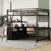 Hochbett mit Regal, Schreibtisch, Schubladen, Trittleiter und Rausfallschutz, 140x200 cm, Metallbett, Jugendbett Bild 3