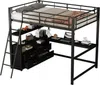 Hochbett mit Regal, Schreibtisch, Schubladen, Trittleiter und Rausfallschutz, 140x200 cm, Metallbett, Jugendbett Bild 5