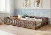 Kids Collective Kinderbett Bodenbett mit Rausfallschutz & Lattenrost Montessori Betten Kinder (Verfügbare Größen: 80x160, 80x180, 90x190, 90x200, 120x200, 140x200 cm), Jugendbett Einzelbett Kiefer Milchschokolade 120x200 cm Bild 1