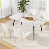 Merax Samt-Esszimmerstuhl, 4er-set mit Steppdesign und Galvanisieren der Beine, Beige, 81 x 61,5 x 54,5 cm Bild 3