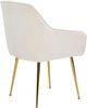 Merax Samt-Esszimmerstuhl, 4er-set mit Steppdesign und Galvanisieren der Beine, Beige, 81 x 61,5 x 54,5 cm Bild 4