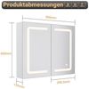 Furnishings Home Badezimmerspiegelschrank Spiegelschrank Doppeltür Hängeschrank 80x60x13.5 cm (Einstellung der warmen und kalten Farbtemperatur 3000/4500/6400K) inkl. LED-Beleuchtung, Stecker, Touchschalter, Beschlagfrei Bild 2