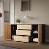 Home Collective Kommode Sideboard Kommode mit Schubladen Sideboard Wohnzimmer Anrichte (Sideboard Wohnzimmer Flur Kommode, modernes, griffloses Design), mit 2 Türen und 3 Schubladen 150 x 40 x 70 cm Anthrazit mix Artisan-Eiche Bild 3