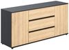 Home Collective Kommode Sideboard Kommode mit Schubladen Sideboard Wohnzimmer Anrichte (Sideboard Wohnzimmer Flur Kommode, modernes, griffloses Design), mit 2 Türen und 3 Schubladen 150 x 40 x 70 cm Anthrazit mix Artisan-Eiche Bild 2