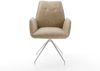 Esszimmerstuhl Zoa-Flex Mikrofaser Beige Vintage Kreuzgestell konisch Edelstahl Taschenfederkern Bild 2