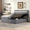 Doppelbett 140x200 mit Lattenrost, Metallrahmen, Bettkasten, Stauraum, Leinenbezug,Grau Bild 5