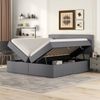 Doppelbett 140x200 mit Lattenrost, Metallrahmen, Bettkasten, Stauraum, Leinenbezug,Grau Bild 2