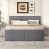 Doppelbett 140x200 mit Lattenrost, Metallrahmen, Bettkasten, Stauraum, Leinenbezug,Grau Bild 4