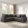 Ecksofa 198x198x83 cm in Grau, modulares Cordsofa mit LED-Beleuchtung, USB/USB-C und Federkern Bild 4