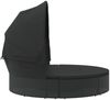 vidaXL Outdoor-Loungebett mit Dach und Kissen Schwarz Poly Rattan 362255 Bild 4