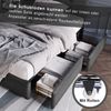 Polsterbett Leinen mit LED-Kopfteil & 2 Schubladen, 90x200 cm, 100,5x208x93,5-103 cm, Grau, ohne Matratze Bild 3