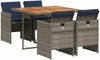 vidaXL 5-teiliges Garten-Ess-Set mit Kissen, grau, Polyrattan 3277672 Bild 2