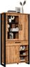 trendteam smart living - Enna - Vitrine - Mango/Schwarz - Stauraumvitrine mit 3 Türen, 1 Schublade, 3 offene Fächer und 7 Einlegeböden - (BxHxT) 106 x 195 x 45 cm - ESG-Klarglastüren Bild 5