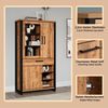 trendteam smart living - Enna - Vitrine - Mango/Schwarz - Stauraumvitrine mit 3 Türen, 1 Schublade, 3 offene Fächer und 7 Einlegeböden - (BxHxT) 106 x 195 x 45 cm - ESG-Klarglastüren Bild 3