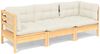 vidaXL 3-Sitzer-Gartensofa mit Creme Kissen Massivholz Kiefer 3096100 Bild 2