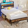 MSMASK Metallbett Bettgestell mit Steckdose und USB-Ladefunktion (Ohne Matratze), Kinderbett, Jugendbett, Einzelbett, 90x200 cm Bild 3
