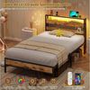 MSMASK Metallbett Bettgestell mit Steckdose und USB-Ladefunktion (Ohne Matratze), Kinderbett, Jugendbett, Einzelbett, 90x200 cm Bild 2