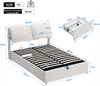 Merax Polsterbett, 140 x 190 cm, Doppelbett hydraulischer Lattenrost, drei Schubladen, Staufach, Lattenrost mit Kopfteil, Samt, beige Bild 4