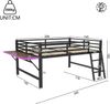Flachbett 140x200 cm aus Metall mit Schutzgeländer, Leiter, klappbarem Schreibtisch und mehrfarbiger LED-Ambientebeleuchtung, schwarz Bild 4