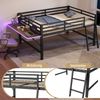 Flachbett 140x200 cm aus Metall mit Schutzgeländer, Leiter, klappbarem Schreibtisch und mehrfarbiger LED-Ambientebeleuchtung, schwarz Bild 5