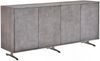 KAWOLA Sideboard GALA 4 Türen Kunstleder grau Fuß Edelstahl gebürstet 85 x 40 x 180 cm Bild 3