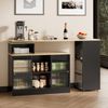 Merax Ausziehbarer Bartisch mit Stauraum, Moderner Beweglicher Bar Table, Stehtisch, Bistrotisch, Hochtisch, Bistro Table, Großer Stauraum, Drehung ohne Heben, Schwarz Bild 3