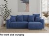 MEBLINI Schlafcouch mit Bettkasten - 238 x 142 x 73 cm - Blau Cordstoff - SOLARIS - Kleines Ecksofa mit Schlaffunktion - Sofa mit Relaxfunktion und Kissen - Kleine Couch L-Form - Eckcouch Bild 3