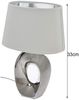 Kleine LED Tischleuchte 1 flammig Keramikfuß silberfarbig Schirm weiß, Höhe 33cm Bild 3