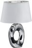 Kleine LED Tischleuchte 1 flammig Keramikfuß silberfarbig Schirm weiß, Höhe 33cm Bild 2