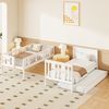 Merax Etagenbett 90x200cm mit Ausziehbett, Kinderbett Hochbett mit Treppe, Stockbett Holzbett mit Lattenrost und Rausfallschutz, Weiß Bild 5